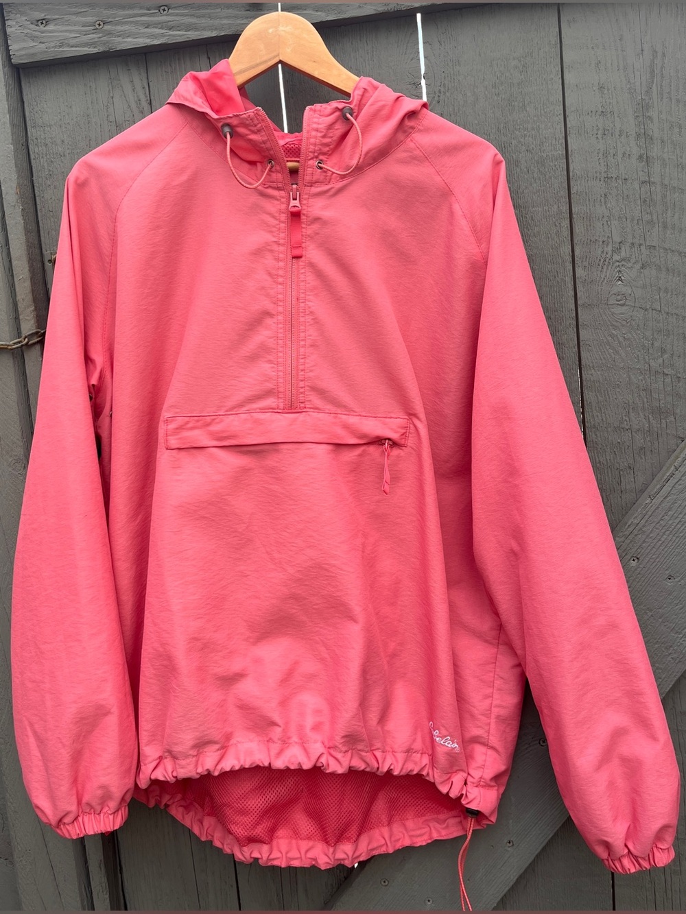 Cabela’s Hooded Anorak Windbreaker Jacket Pullover Coral Size XL